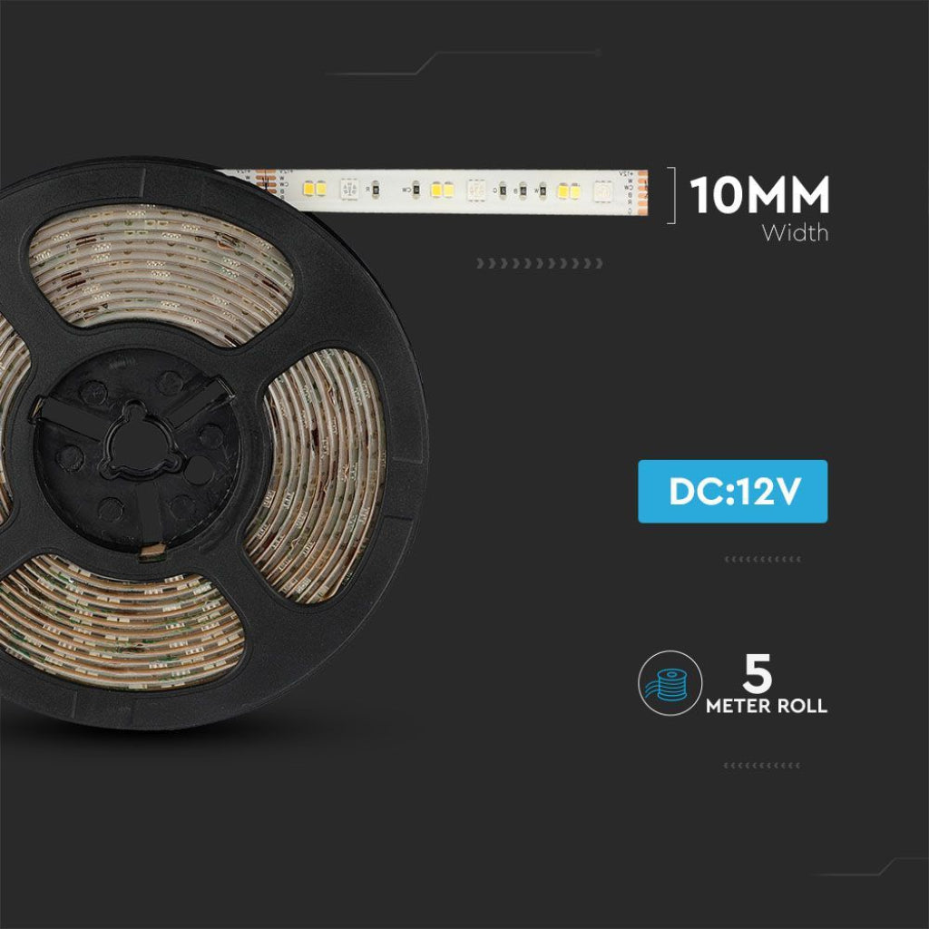 Zestaw V-TAC do taśm LED SMD5050 15W/m 90 LED/m RGB+3IN1 5m Kompatybilny z Alexa i Google Home z pilotem i zasilaczem IP65
